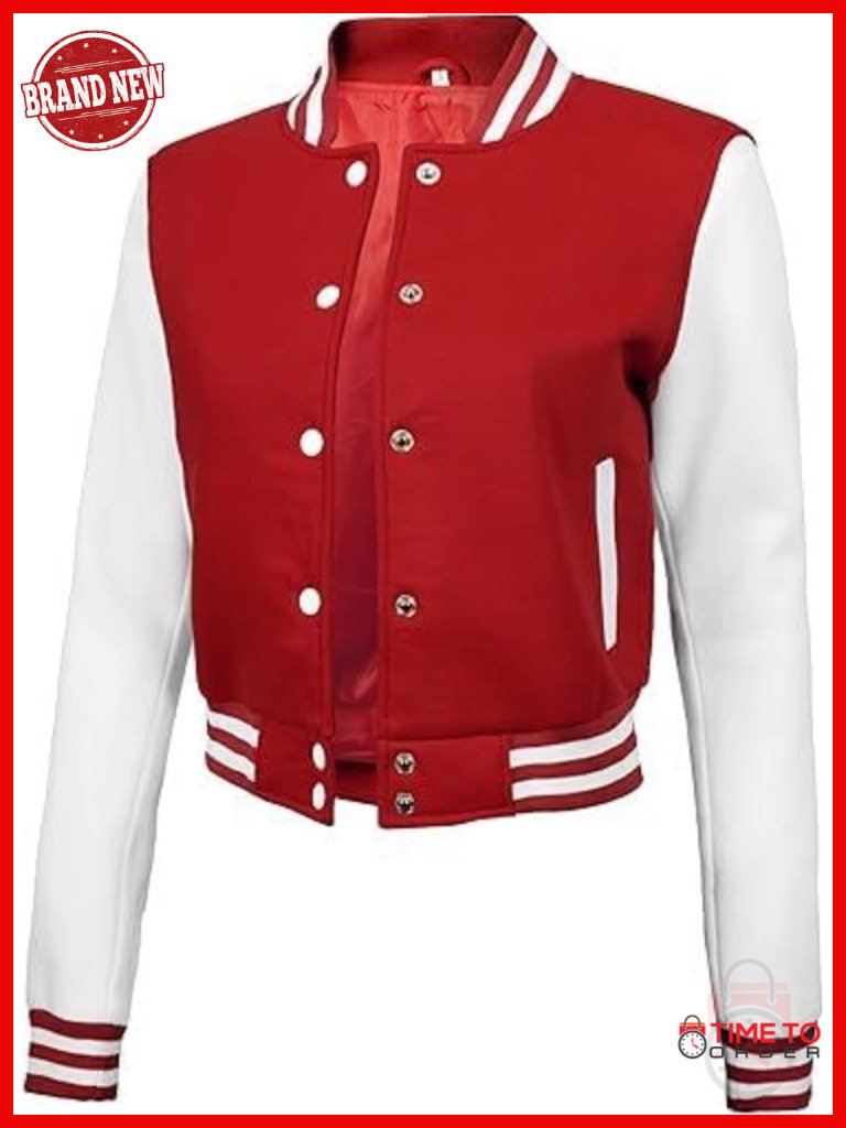 Cropped Fleece Letterman Jacket - Lightweight Varsity Bomber